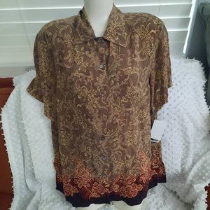 Size 10 womens silk blouse button down top NWT Jennifer Moore